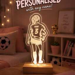 Personalised Girls Football Night Light - Custom Name Led Lamp - thumbnail 2