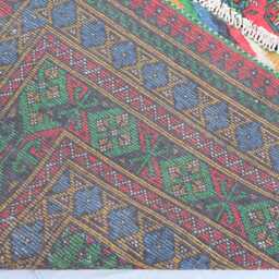6'6x9'4 Ft Handmade Red Rug, Afghan Bukhara Tribal Veg Dyes Wool Area High Pile Soft Carpet, Oriental Turkmen Living Room Rug - thumbnail 4