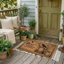 Edgar Allan Poe Raven Doormat - Gothic Literature Welcome Mat Nevermore Decor - thumbnail 2