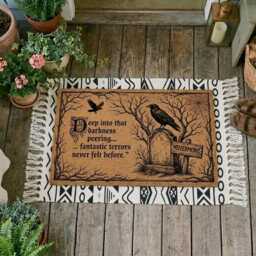 Edgar Allan Poe Raven Doormat - Gothic Literature Welcome Mat Nevermore Decor - thumbnail 1