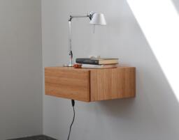 Floating Bedside Table in Solid Bamboo With 1 Drawer/Bedside Mid-Century Style
