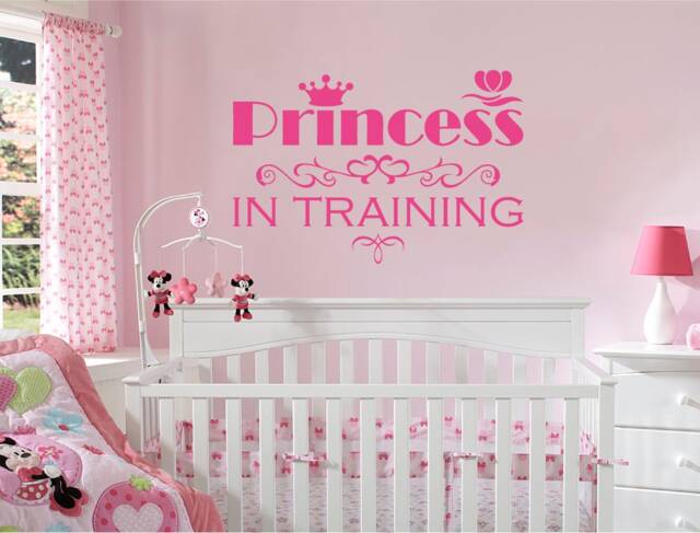 Princess in Training Wall Sticker Gift For Her, Nursery Decor, Kids Art Bedroom Girls Decal - image 1