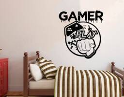 Gamer Wall Decal Video Game Controller, Gaming Room Decor, 3059 - thumbnail 1