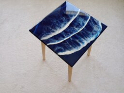 Handmade Epoxy Resin Coffee Table Ocean Wave Beach Theme
