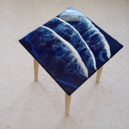 Handmade Epoxy Resin Coffee Table Ocean Wave Beach Theme - thumbnail 4