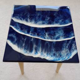 Handmade Epoxy Resin Coffee Table Ocean Wave Beach Theme - thumbnail 3
