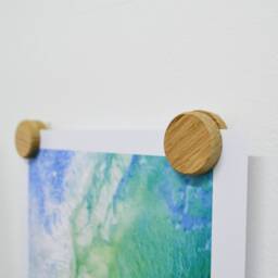 Oak Picture Hanger Magnet Dots - Magnetic Wood Poster Hanger, Wooden Wall Hanging Frame For Framing Art Print, Chart, Scroll Or Pictures - thumbnail 3