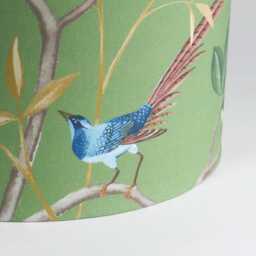 Chinoiserie Lampshade Bird & Blossom Green With Gold Lining - thumbnail 3