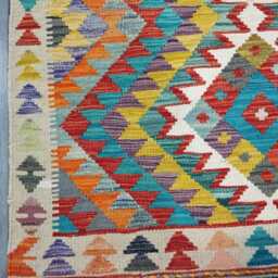 Classic Rug, Handmade Artisan Afghan Turkish Scandinavian Navajo Bohemian Wool Flatweave Multicolour Kilim Rug 148x100 cm - thumbnail 4