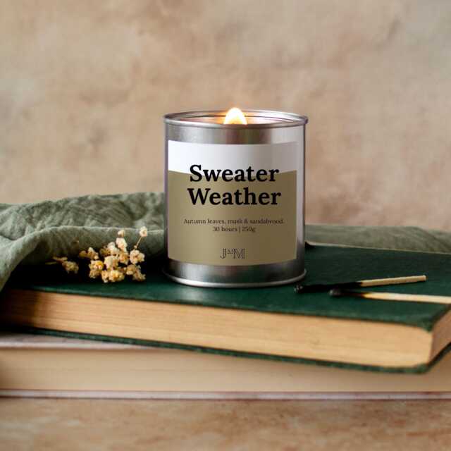 Sweater Weather Wood Wick Candle - Autumnal Home Fragrance Scent Cosy - image 1