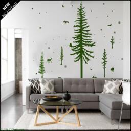 Mountain Pine Tree Wall Decal Forest Animals Vinyl Decor - thumbnail 2