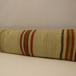 Vintage Turkish Kilim Pillow Cover, Wool Lumbar Cushion - 12x47 - thumbnail 3