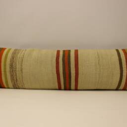 Vintage Turkish Kilim Pillow Cover, Wool Lumbar Cushion - 12x47 - thumbnail 2