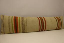 Vintage Turkish Kilim Pillow Cover, Wool Lumbar Cushion - 12x47