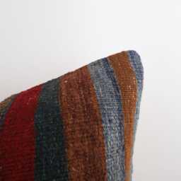 Vintage Turkish Kilim Pillow, Handwoven Wool Bohemian Cushion - 24''x24'' - thumbnail 3