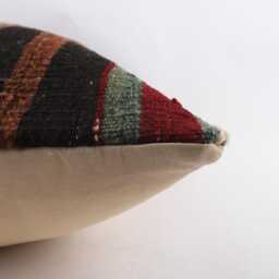 Vintage Turkish Kilim Pillow, Handwoven Wool Bohemian Cushion - 24''x24'' - thumbnail 4