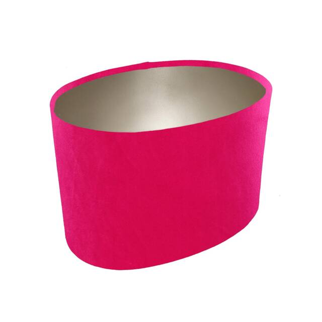 Oval Cerise Pink Lampshade in Velvet With Champagne Lining - image 1