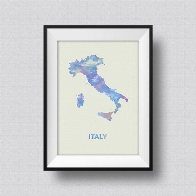 Italy Watercolor Map Art Print Ink Splash Poster Canvas