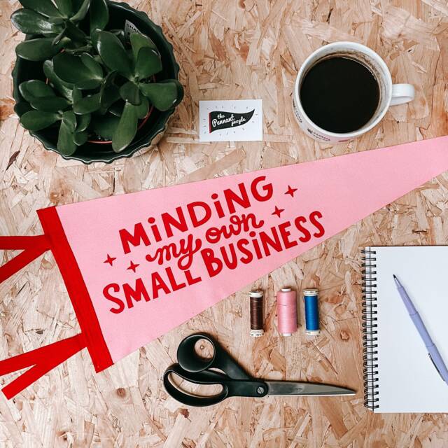 Minding My Own Small Business Pennant Flag/Felt Pennant Wall Hanging Banner Gallery Decor Motivational Shop Small - image 1