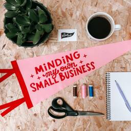 Minding My Own Small Business Pennant Flag/Felt Pennant Wall Hanging Banner Gallery Decor Motivational Shop Small - thumbnail 1
