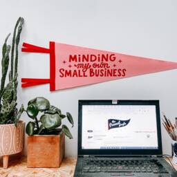 Minding My Own Small Business Pennant Flag/Felt Pennant Wall Hanging Banner Gallery Decor Motivational Shop Small - thumbnail 2