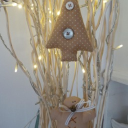 Tree Decorationset Of 6Fabric Pendant Angel Gingerbread Man Cookie Ice Skates Tilda Christmas Tree Star - thumbnail 3