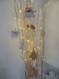 Tree Decorationset Of 6Fabric Pendant Angel Gingerbread Man Cookie Ice Skates Tilda Christmas Tree Star - thumbnail 1