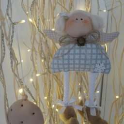 Tree Decorationset Of 6Fabric Pendant Angel Gingerbread Man Cookie Ice Skates Tilda Christmas Tree Star - thumbnail 2