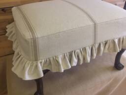 Grain Sack Ottoman Slipcover Farmhouse Short Gathered Or Tailored Bench Linen Short Slipcover