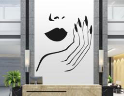 Woman Face Vinyl Decal Beauty Salon Wall Art 004Re - thumbnail 1
