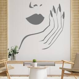 Woman Face Vinyl Decal Beauty Salon Wall Art 004Re - thumbnail 2