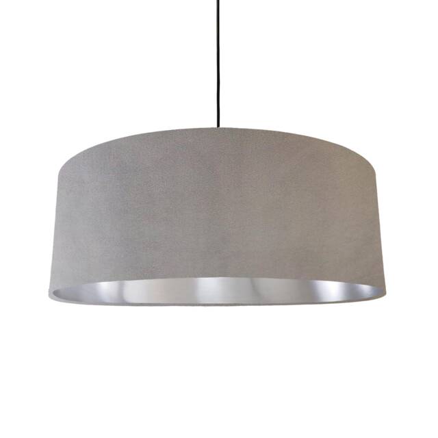 Extra Large Light Grey Velvet Lampshade With Silver Lining - image 1