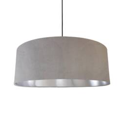 Extra Large Light Grey Velvet Lampshade With Silver Lining - thumbnail 1