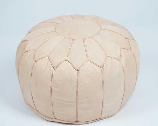 Next Day Delivery Prefilled Handmade Leather Moroccan Pouf Ottoman - Boho Home Decor - image 1