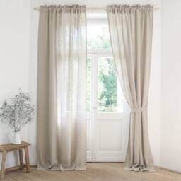 Linen Curtain With Rod Pocket & Header. Made Of Natural Stonewashed Medium Linen - 160 G/2. Semi-Sheer - thumbnail 2