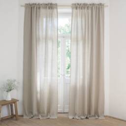 Linen Curtain With Rod Pocket & Header. Made Of Natural Stonewashed Medium Linen - 160 G/2. Semi-Sheer - thumbnail 3