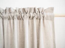 Natural Stonewashed Linen Curtain, Rod Pocket & Header