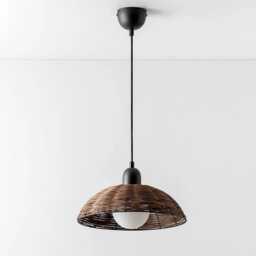 Rattan Flush Mount Ceiling Light - Boho Woven Wall Sconce - thumbnail 4