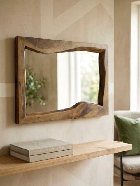 Walnut Live Edge Mirror, Bathroom Wood Wall Rustic Modern Home Decor - image 1