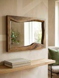 Walnut Live Edge Mirror, Bathroom Wood Wall Rustic Modern Home Decor