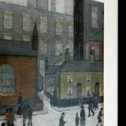 L S Lowry Authentic Art Print - Coming Out Of School Black Frame With Mount & Textured Image - thumbnail 2