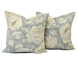 Two High Quality Magnolia Pillow Covers, Slate Grey Pillow, Cushion, Decorative Throw Tan Pillow