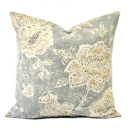 Two High Quality Magnolia Pillow Covers, Slate Grey Pillow, Cushion, Decorative Throw Tan Pillow - thumbnail 2