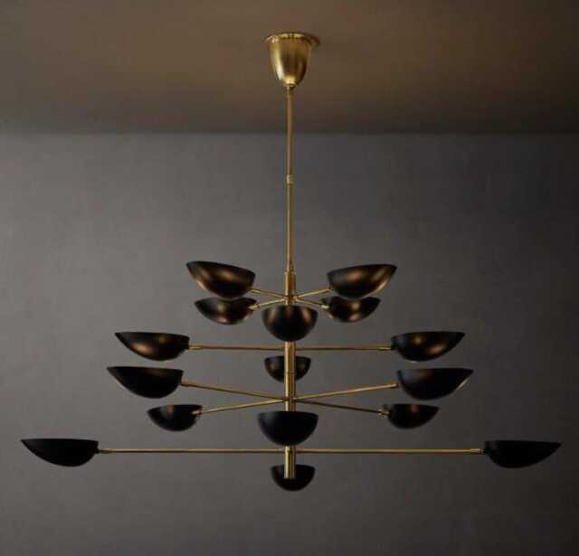 Mid-Century Modern Brass Chandelier - Sputnik 16-Light Italian Fixture - image 1