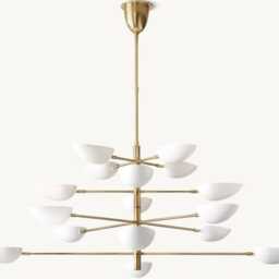Mid-Century Modern Brass Chandelier - Sputnik 16-Light Italian Fixture - thumbnail 3