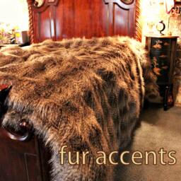 Fur Accents Faux Fur Bedspread/Comforter Gray Brown Raccoon - thumbnail 2