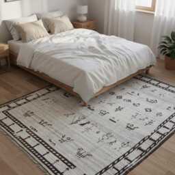 Handmade Moroccan Wool Rug Modern Berber Kilim, Black & Gray Decor - thumbnail 4