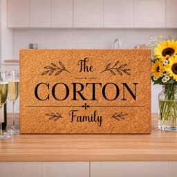 Two-Tone Bold Serif Centrepiece - Personalised Family Name Coir Doormat - thumbnail 2