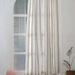 Rustic Linen Striped Curtains, Farmhouse Window Panels, Rod Pocket Or Tab Top With Wooden Buttons, Neutral Tie Drapes - thumbnail 2