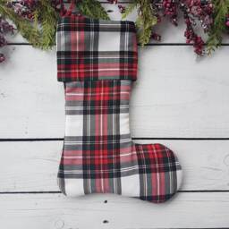 Red Plaid Christmas Stockings With Cuff, Red Farmhouse - thumbnail 3